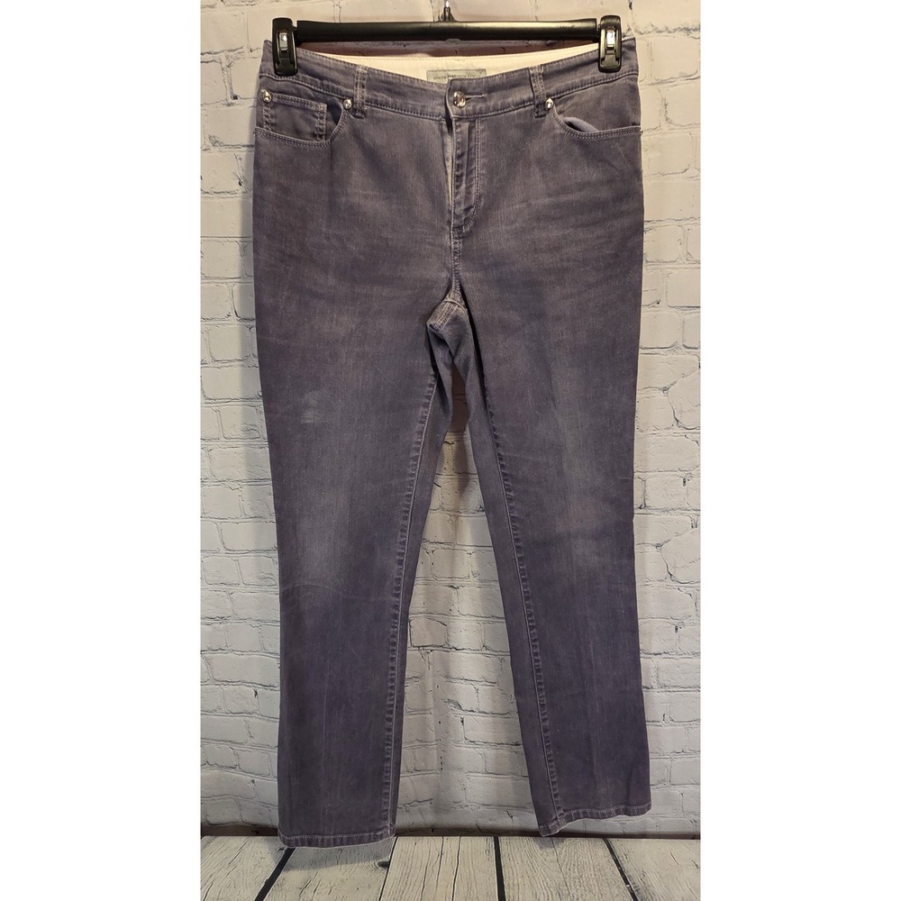 CHICO'S Platinum Purple Gray Denim Mid Rise Slim Leg 1.5 (US M/10)